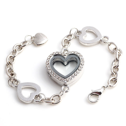 4 Heart Silver Locket Bracelet