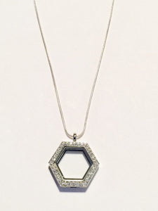 Hexagon Floating Charm Locket Necklace