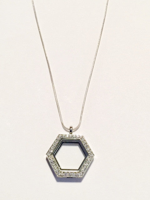 Hexagon Floating Charm Locket Necklace