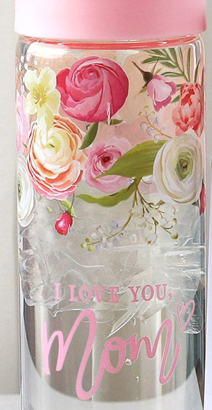 I Love You Mom Glass Water Bottle