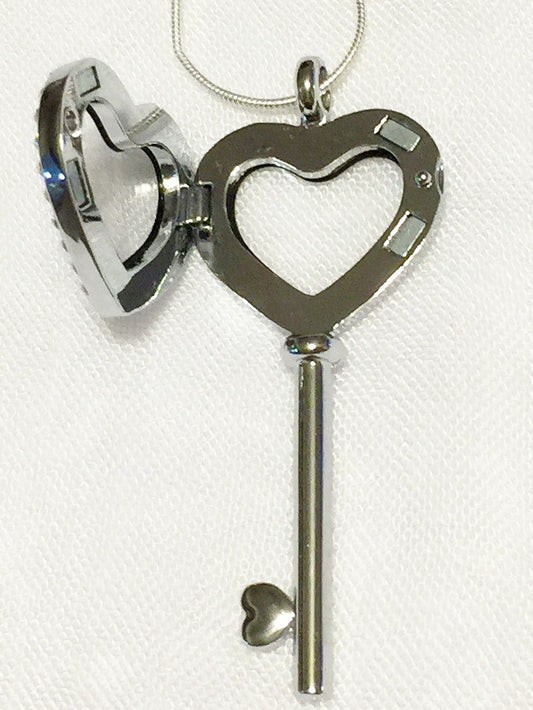 Key Floating Charm Locket Necklace