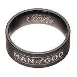 Man Of God, Men's Stainless Steel Ring, Black, Size 11
