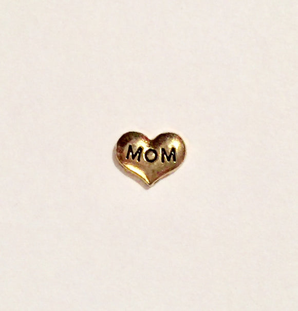 MOM Heart Charm (Gold tone)