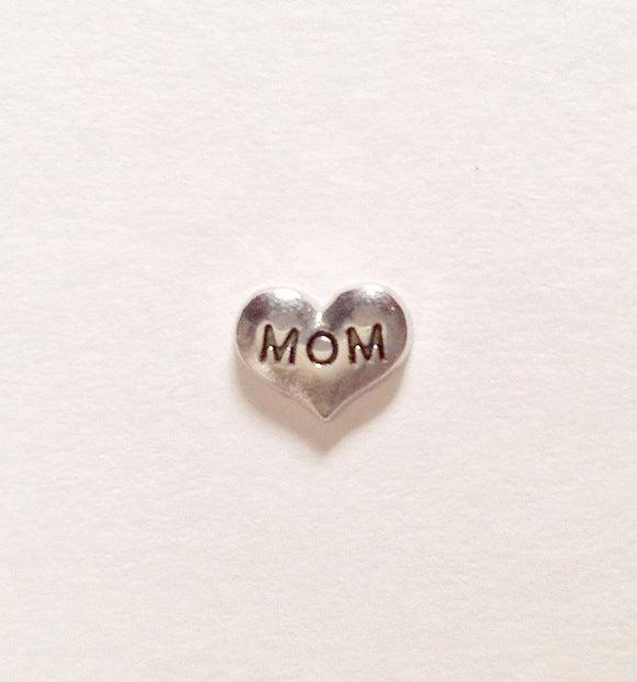 MOM Heart Charm (Silver tone)