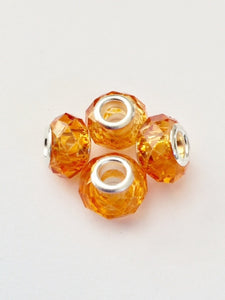 Orange Murano Glass Lampwork Faceted Charm Bead