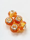 Orange Murano Glass Lampwork Faceted Charm Bead