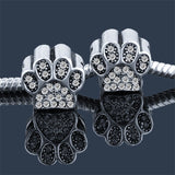 Cubic Zirconia Crystal Paw Charm Bead