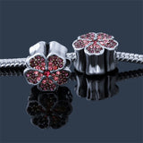 Purple & Pink Crystal Flower Charm Bead