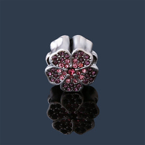 Purple & Pink Crystal Flower Charm Bead