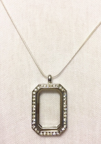 Rectangular Floating Charm Locket Necklace