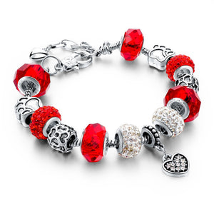 Red & Silver Charm Bracelet
