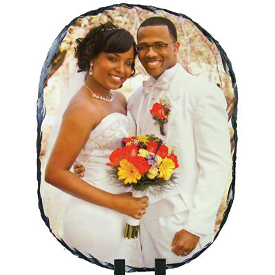 PERSONALIZED OVAL PHOTO SLATE 10 x 14 INCH, Matte Finish