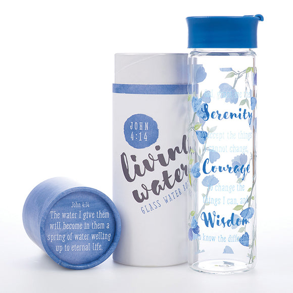 Serenity Prayer Glass Water Bottle