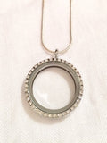 Silver Round Floating Charm Locket Necklace