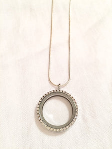 Silver Round Floating Charm Locket Necklace
