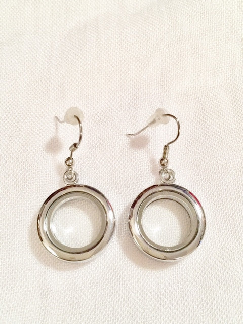 Silver Round Locket Earrings