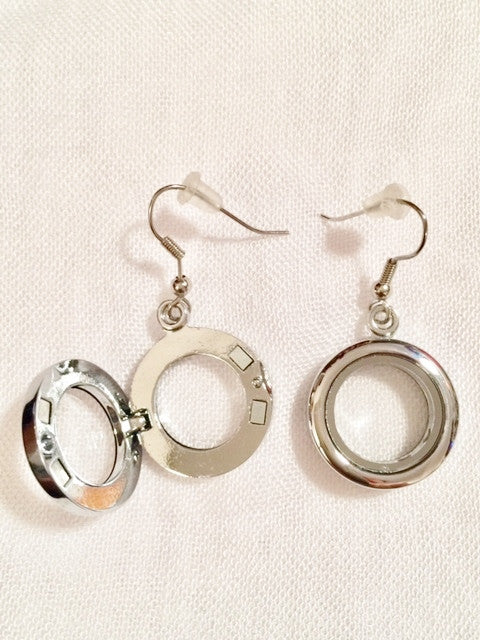 Silver Round Locket Earrings