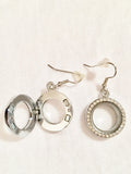 Silver Round Locket Earrings with Cubic Zirconia