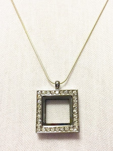 Square Floating Charm Locket Necklace