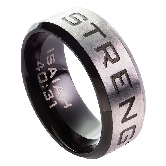 Strength, Men's Stainless Steel Ring, Size 11