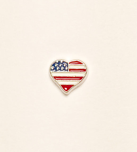 US Flag Heart Charm