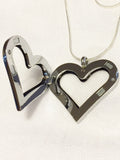 Crystal Heart Floating Charm Locket Necklace
